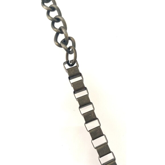 Pam Hiram Chunky Bib Necklace Semi Precious Beads Brass Cube Chain Handcrafted - Picture 8 of 10